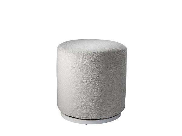 CEOT-068 (Ivory Faux Sheep Fur) | Marche Swivel Ottoman -- Trade Show Rental Furniture